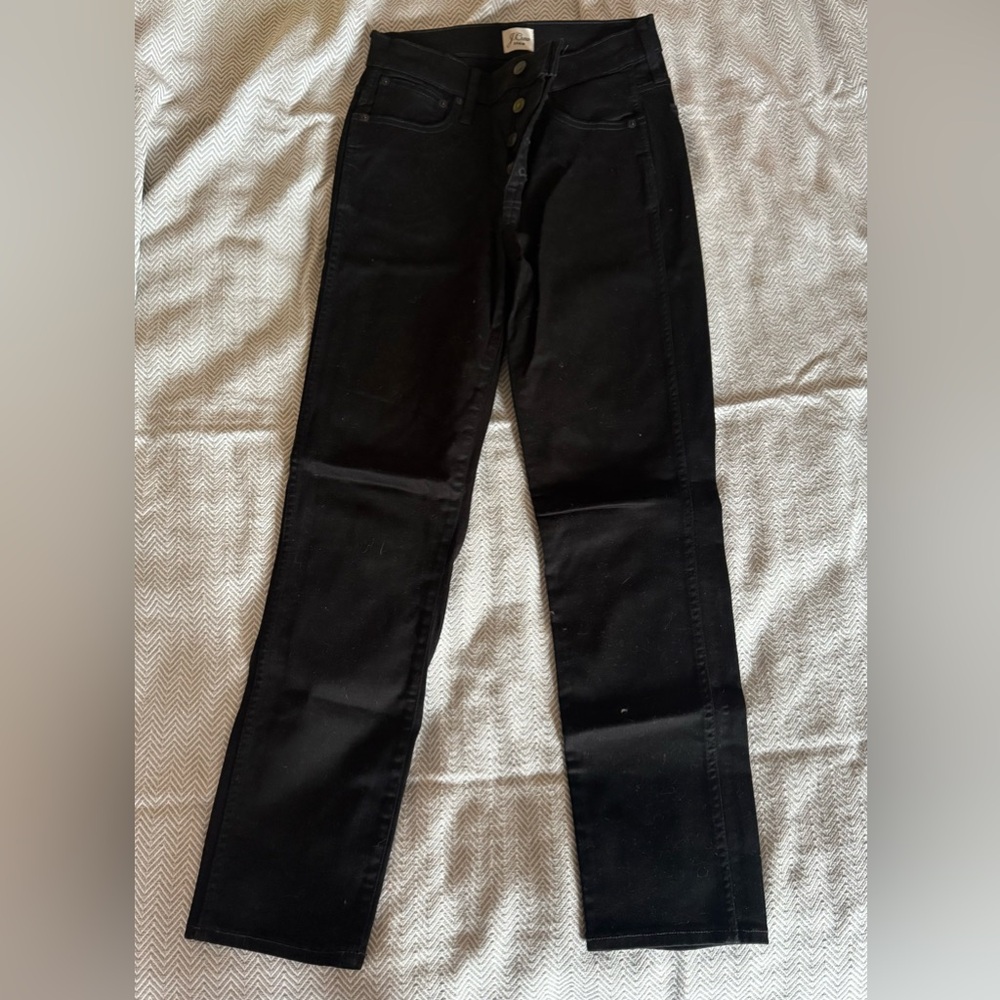 J. Crew Women's 9”Vintage Straight Butterfly Button Black Jeans Size 27